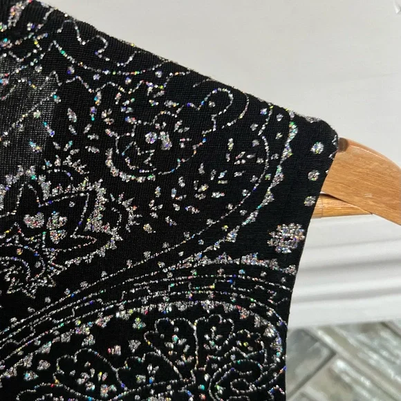 RONNI NICOLE EVENINGS Shimmery STRETCH Holiday GLITTER Slinky SPARKLING Top M - Picture 4 of 13